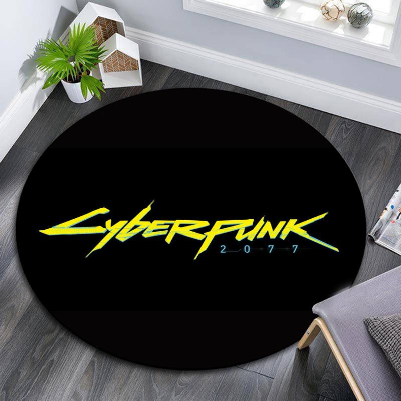 Cyberpunk 2077 pattern round rug,Carpet Rug for Living Room Bedroom Playroom ,Non-slip Floor Mat,Holiday Gifts and Birthday Gifts.