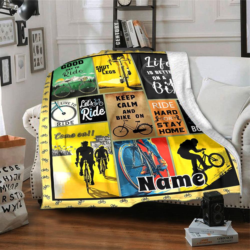 Cycling Life Is Better On A Bike Home Customize Your Name Blankets Comfortable Soft Lightweight Allseason Multipurpose Blanket For Picnics Sofas
