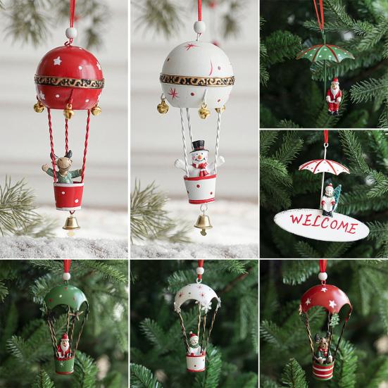 Závěsná ozdoba na vánoční stromek se šňůrkou, snadná instalace, ručně malovaná figurka, sváteční ozdoba sněhulák Santa Claus