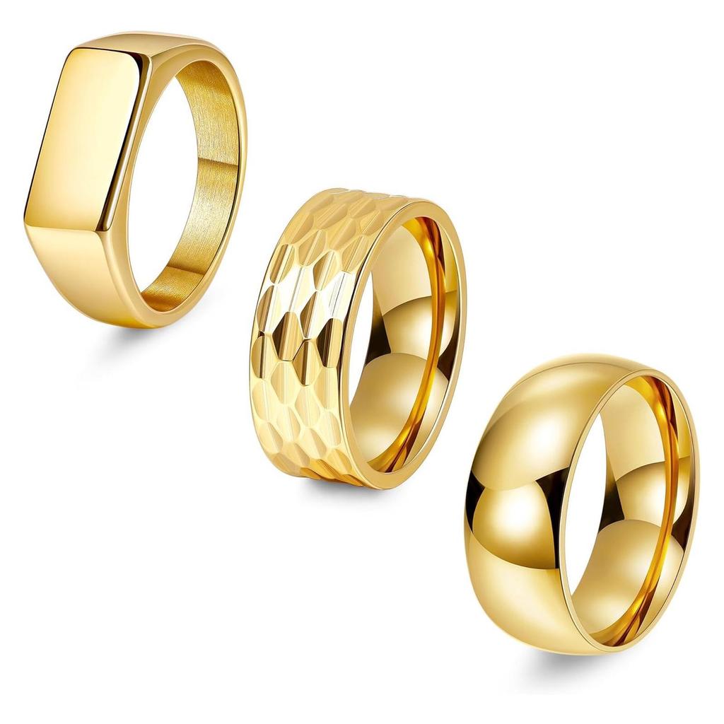 Cross-border Hot Sale Square Hammered Texture Ring Set: Simple Daily Commute & Outdoor Sports Finger Rings