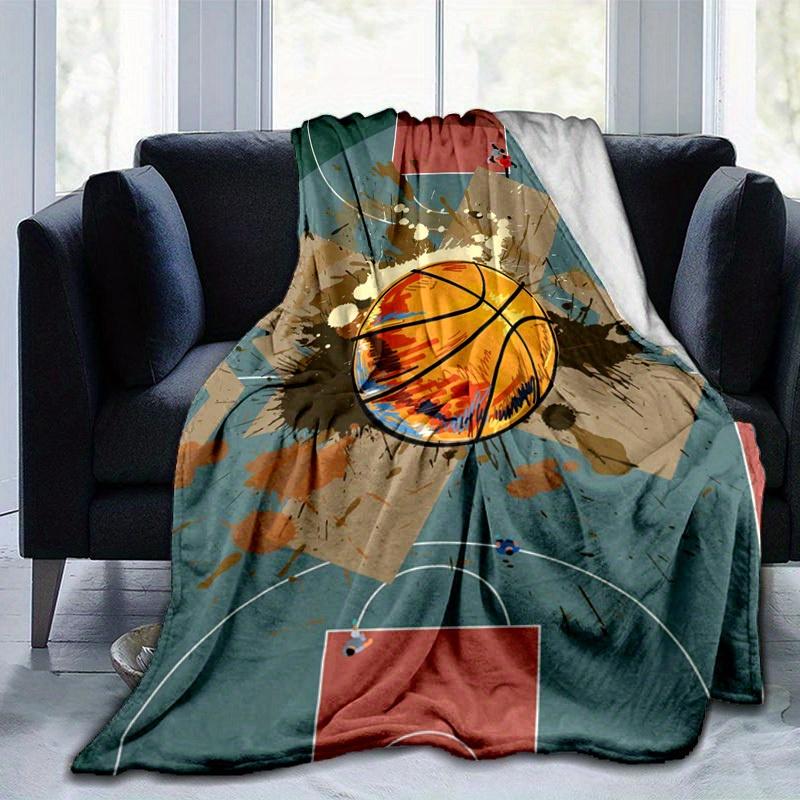 

1pc. Basketball Court Design Blanket - Perfect for Home, Office, Outdoor Use, Gift Idea, 100x150cm