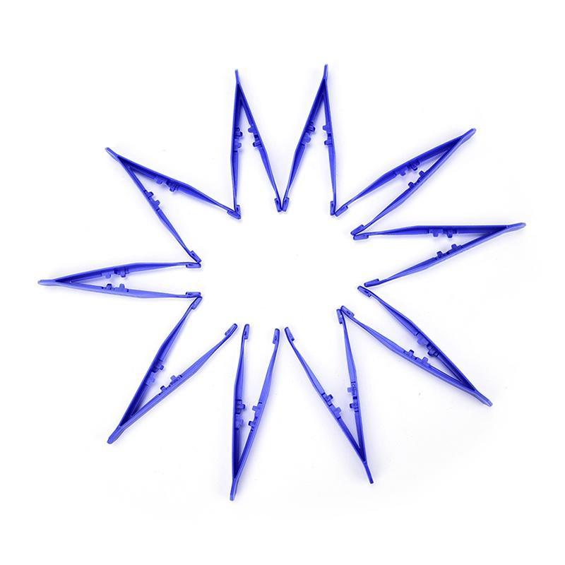 10pcs Disposable Medical First Aid Tweezer Small Plastic Tweezers Blue X