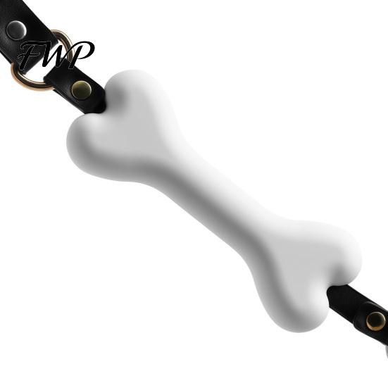 Fun Atmosphere Accessory Bondage Mouth Gag, Dog Bone Breathable Ball Gag with Adjustable Strap for Couples Couples, Adult BDSM Role Play Toy