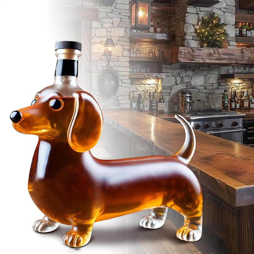 Creative  Dachshund-Shaped Alcohol Bottle Glass Wine Bottle Whisky Wine Crystal Cup Transparent Drinking Drinkware Bar Set