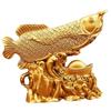 Elegant Arowana Fish Sculpture with Fengshui Symbolism Alloy Animal Figurine Ornament for Office Living Room Decoration
