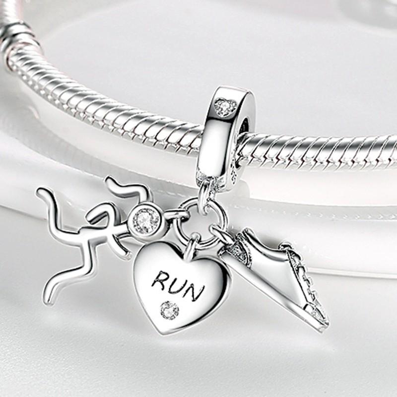 Inlaid Zircon Charm Bead Charms copper Color Love Heart Snake Dangle Compatible With Authentic Pandora Bracelets Charm Bead Charms Pendant Jewellery