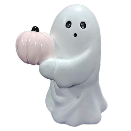 Spooky Ornament, Bat Pumpkin Ghost Model Halloween Decoration, Resin Ghost Figurine for Home Desktop Garden Holiday Decor