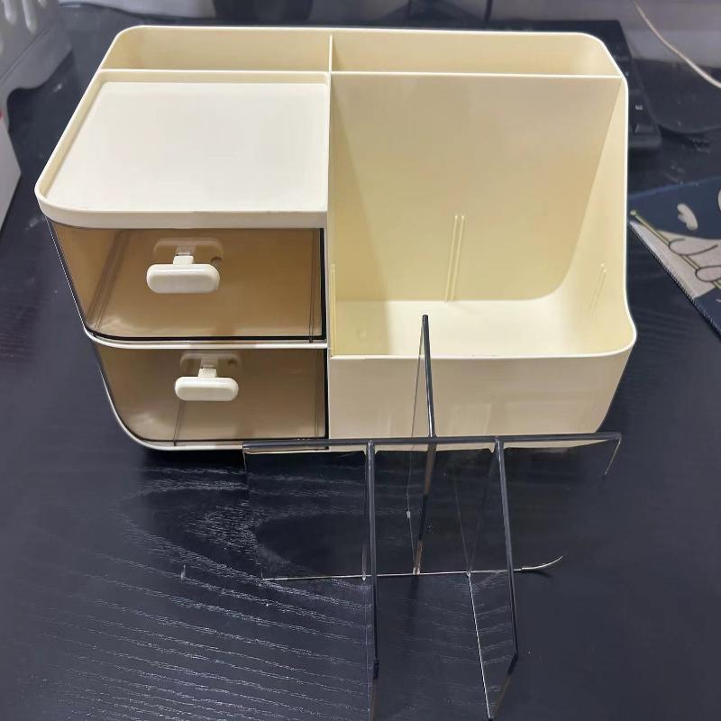 Large Capacity Multifunctional Desk Organizer With 2 Transparent Drawers, Desktop Office Supplies Storage Pen Holder For School
