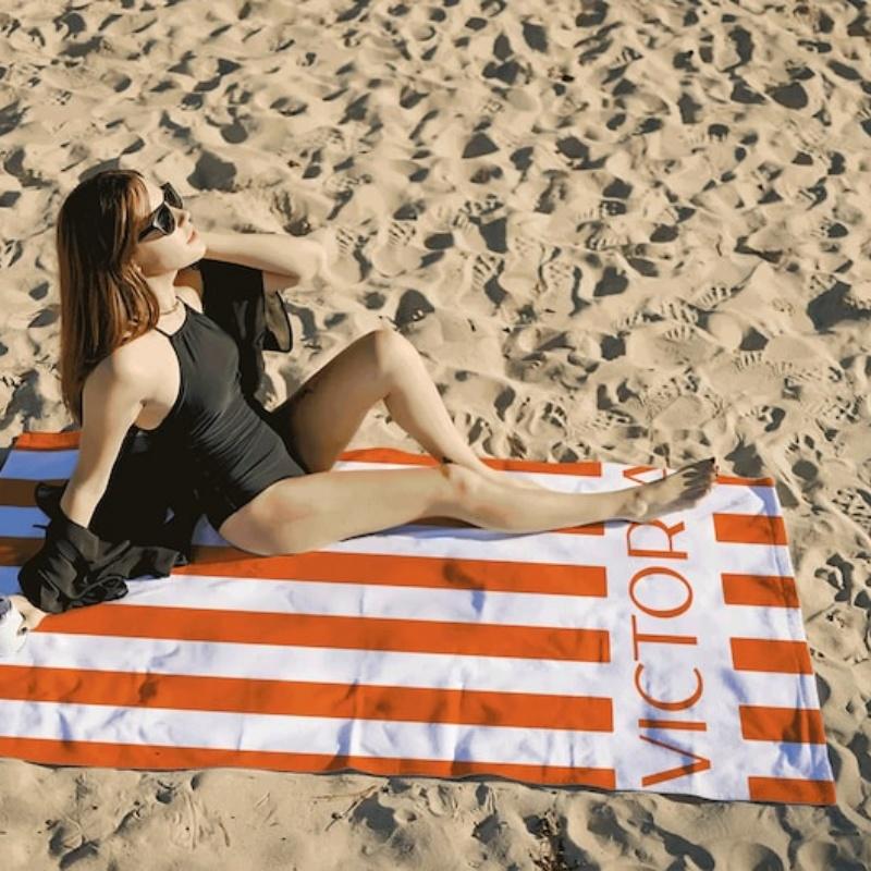 Striped Personalized Name Beach Towels Custom Name Beach Towel Christmas Anniversary Birthday Bach Trip Gift For Family Members
