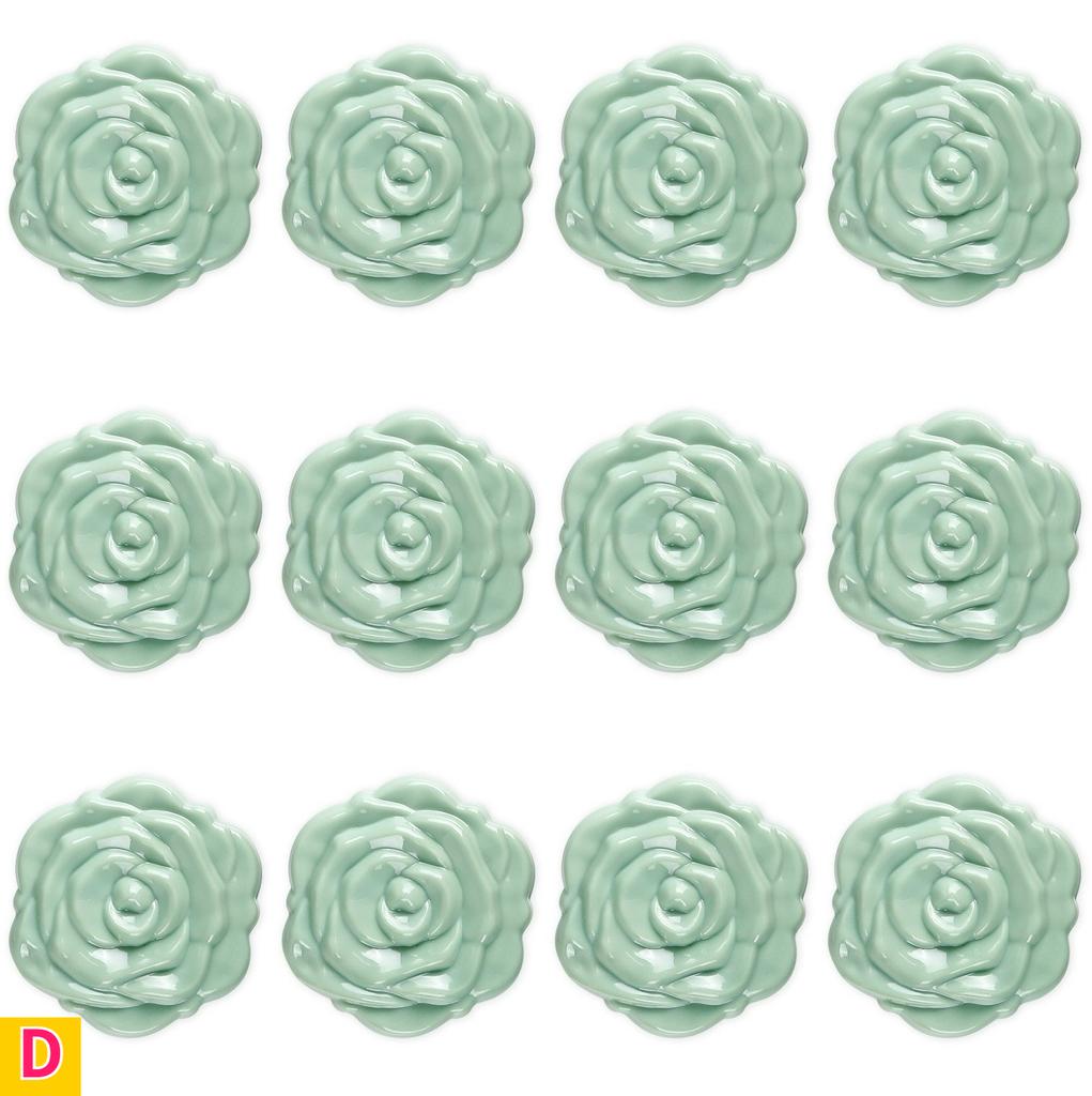 12pcs Pink Rose Compact Pocket Mirrors 3D Floral Compact Small Mirror Plastic Frame Folding Double-Sided Handheld Makeup Mirrors