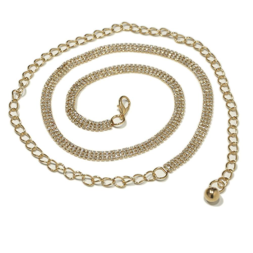 Adjustable Zircon Inlaid Waist Belt Bling Crystal Waist Chain Sweet Rhinestone Waistband  Party