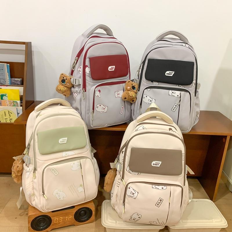 Women's Schoolbag Junior High School Student Color Block Backpack Computer Backpack