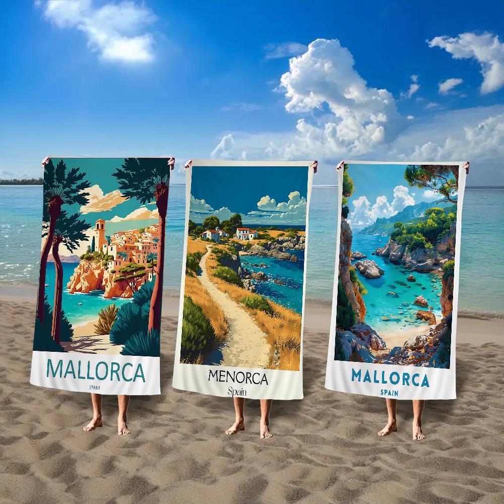 Ka Chen Muda White Travel Mallorca Microfiber Beach Towel Absorbent Quick Dry Soft Yoga Swimming Resort Mountain Climbing Towel