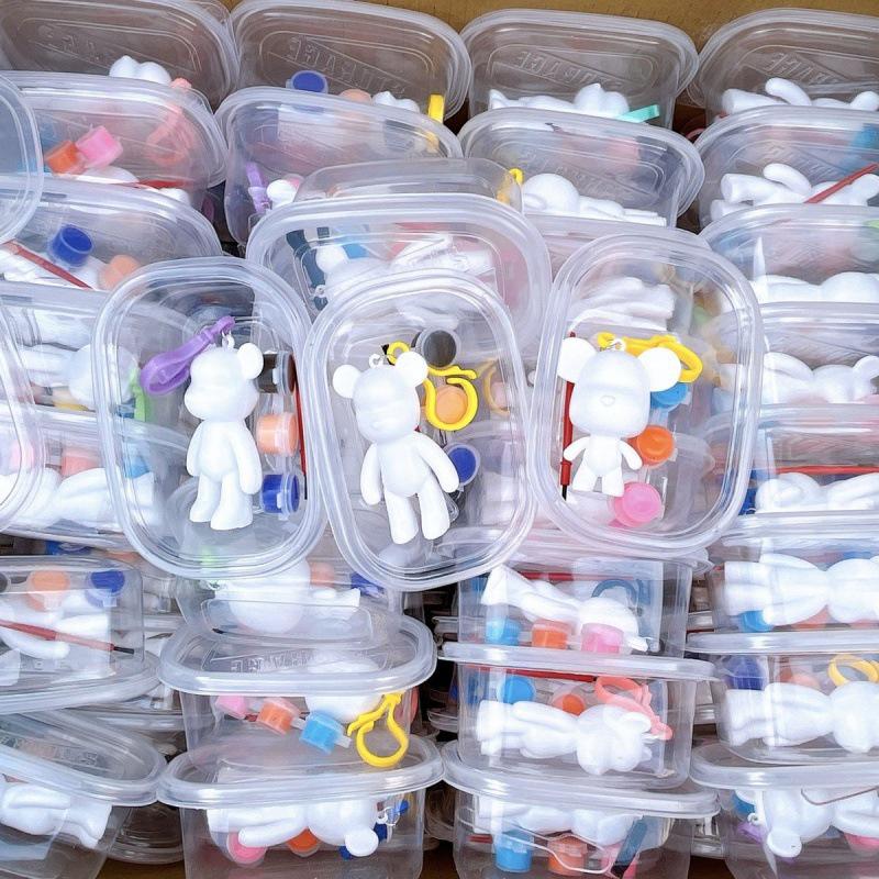 Creative DIY Toy Set: Fluid Bear Graffiti Doll & Keychain