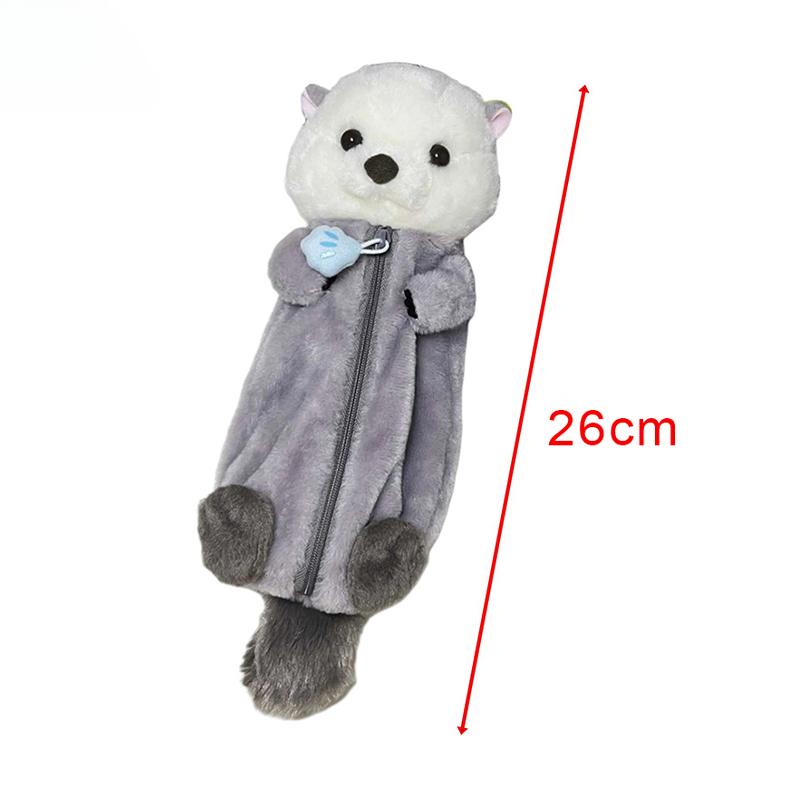 Pliušinis Sea Otter pieštukų dėklas Nešiojamas rašiklio žymeklio laikiklis mokykliniai reikmenys Animacinių filmų minkštas pieštuko maišelis Rašiklio maišelis makiažo maišelis