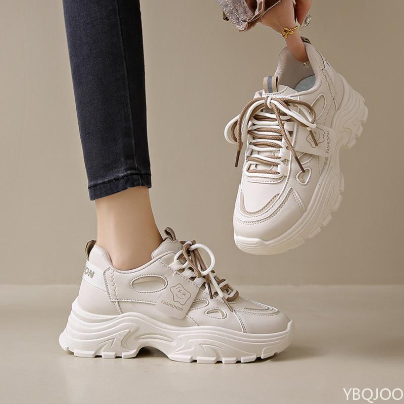 Fashion Autumn Women's New Breathable White Shoes Women's Versatile Thick Soled Sports Leisure Shoes Simple Comfortable Shoes