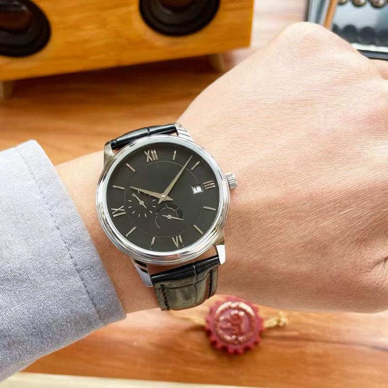 Oujia Men's Automatic Mechanical Waterproof Watch with Italian Leather Strap and Calendar