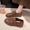 Wear Spring And Autumn British Style Thick Heel Loafers Brock Single Shoes Thick Heel New 2025 Small Leather Shoes Versatile