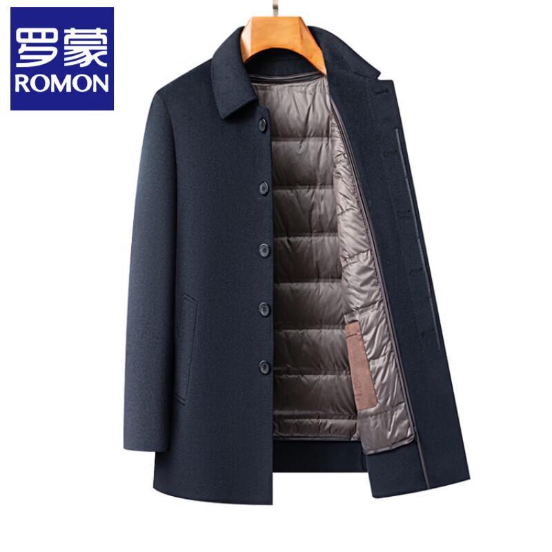 Romon Men's Wool Blend Winter Coat with Down Lining