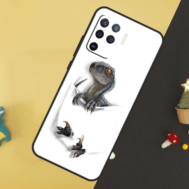 Cute Dino Dinosaur Case For Oppo A80 A60 A40 A54 A74 A94 A18 A38 A58 A78 A98 A96 A76 A16 A15 A17 A57 A5 A6 Pro