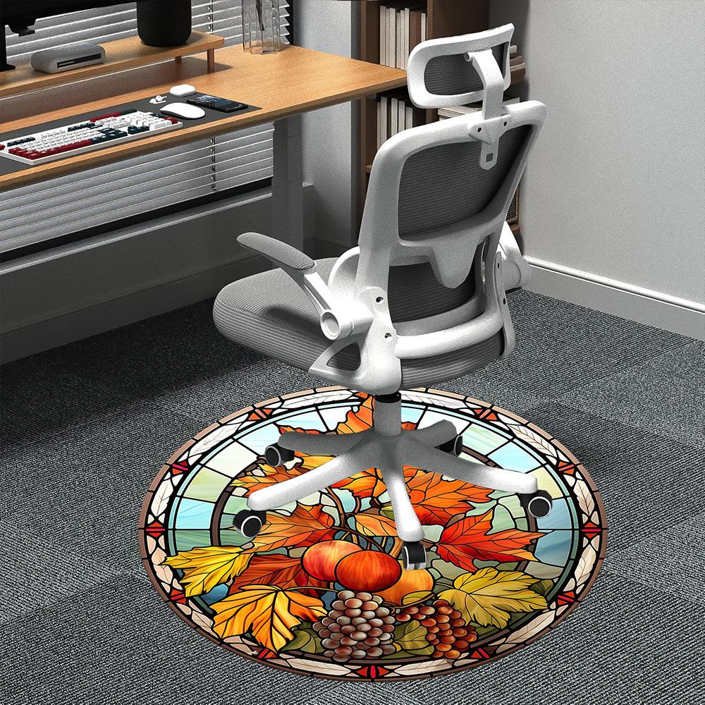 

1pc Autumn Fruits Office Round Area Rug, Indoor Mat Suitable ForOffice, Under Office Chairs Bedroom Living Room Home Decor, Room Deco D011 80cm by 80cm