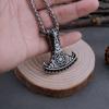 316L Stainless Steel Thor's Hammer Mjolnir Axe Necklace Men's Fashion Hip Hop Vintage Odin Rune Biker Pendant Jewelry Gift