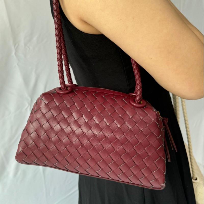 Woven PU Pillow Bag Women Small Structured Shoulder With Zip Crossbody Or Underarm Style