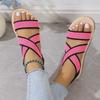 Fashion Ladies Shoes 2025 Fashion Open Toe Women's Sandals Summer Elastic Band Casual New Plus Size Color Matching Light Flat Sandals