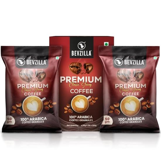 Bevzilla 100 Grams (50 Gm X 2 Bags) Premium Classic Strong Coffee Powder | Make 50 Cups| Best for Espresso, Latte & Cappucino| Enjoy Hot & Cold Coffee