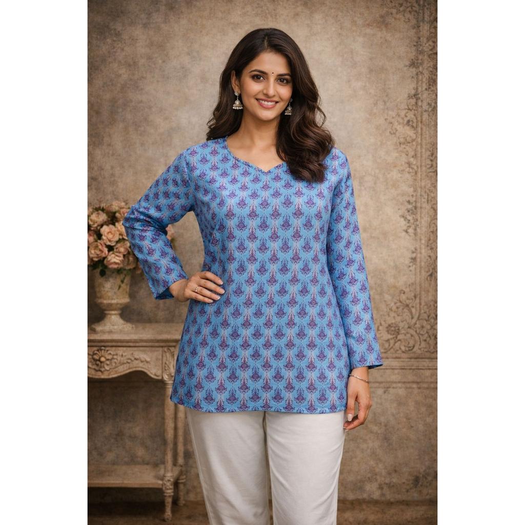 Women Designer Short Kurti Set Bollywood Beautiful Ethnic Top Kurta Set Dress