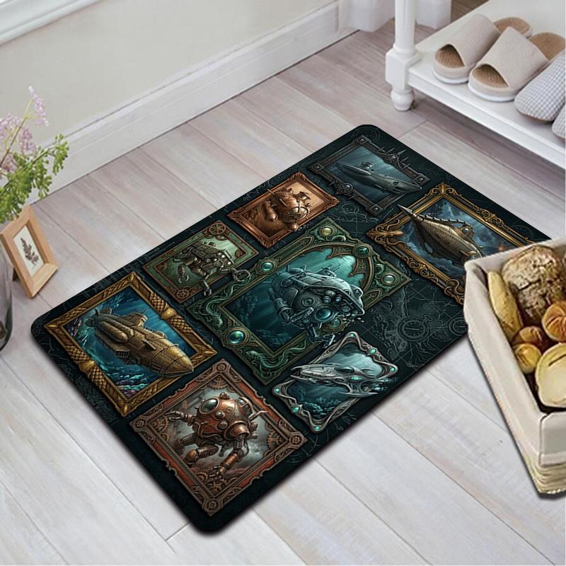Steampunk Submarine Adventure Rug Pattern Rug Floor Mat for Living Room or Bedroom Soft and Comfortable Carpet a Gift for Birthday and Holiday.