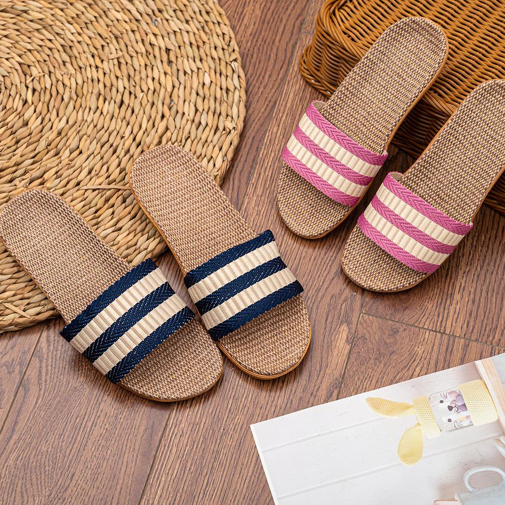 36-45 Mens Slippers For Men EVA Flat Shoes Linen Lightweight Casual Slippers Women For Home