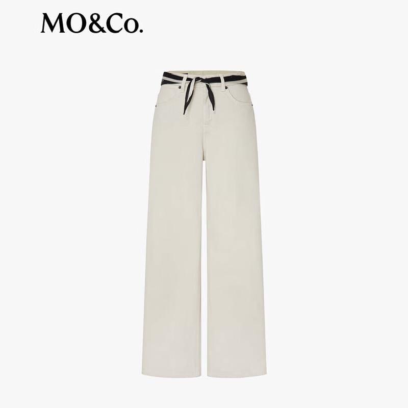 MO&Co. Women's Retro Mid-Waist Wide-Leg Scimitar Cut Denim Jeans