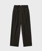 NOIRER Belted Two-Tuck Wide Slacks (Brown Stripe)