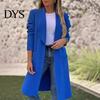 Winter Coat Women Woolen Jacket Turn-down Collar Solid Color Knitted Mid Length Thermal Long Sleeved Commuting Dating Spring Fall Overcoat Lady Thick