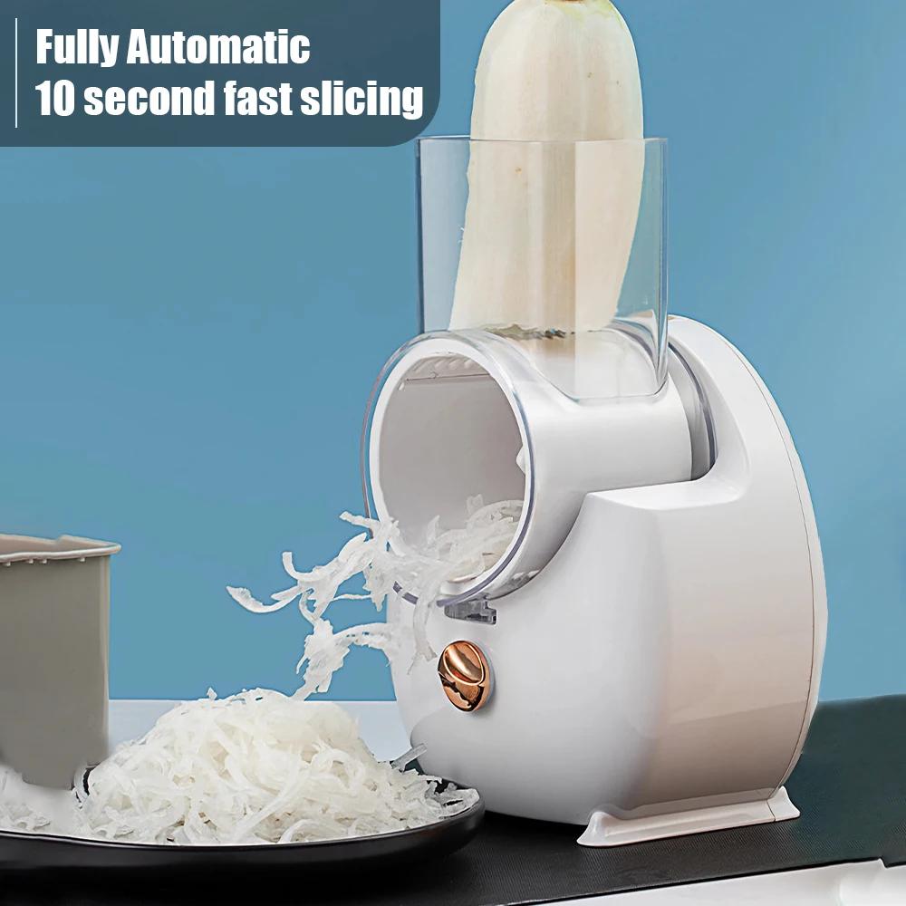 Grattugia Elettrica per Formaggio Tritaverdure Elettrico Rotativo Cordless Automatico Ricarica Tipo-C con 3 Accessori