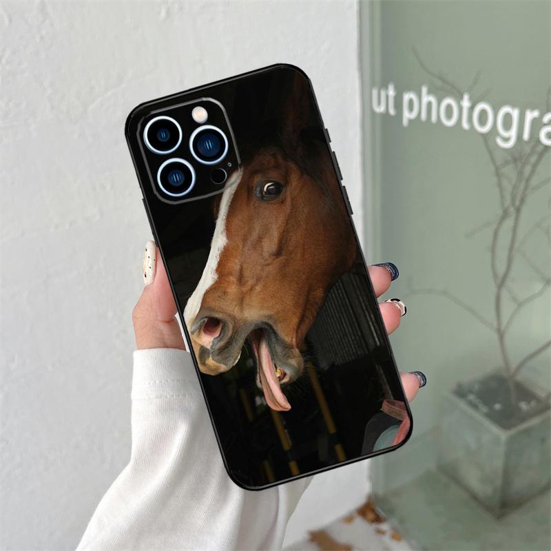 Funny Horse Animal Silicone Soft Case For iPhone 17 Air 11 14 15 16 Pro Max 13 12 Mini 16 Plus 16e Back Cover