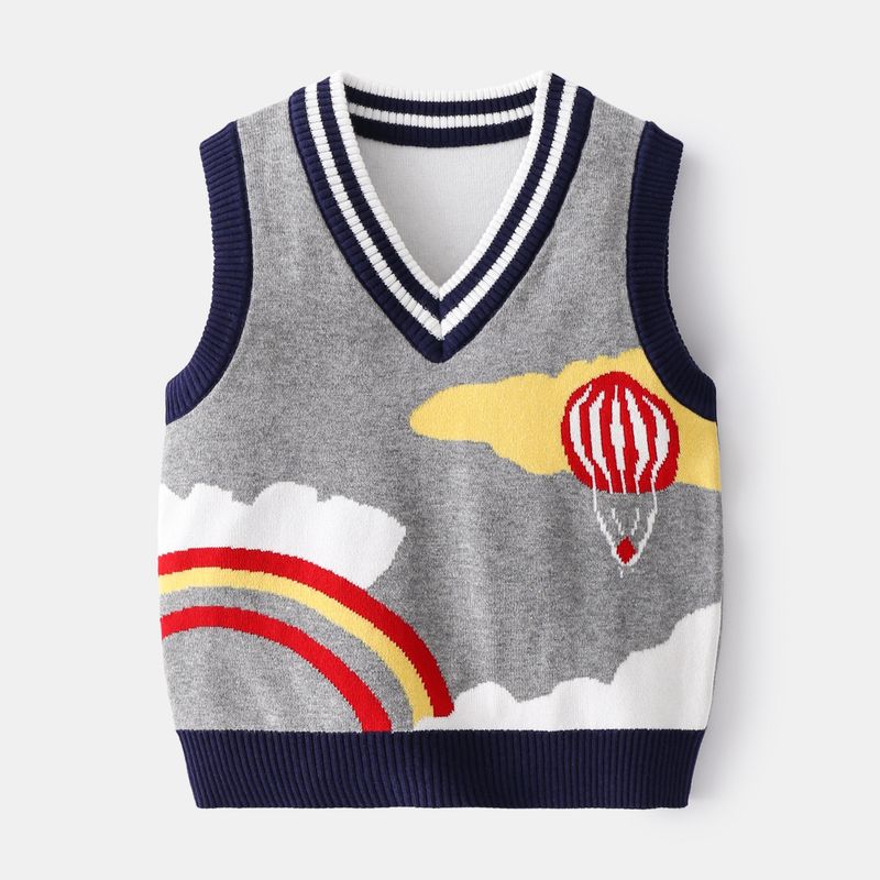 Детский жилет-свитер Преппи Весна и Осень Детская школьная форма Детский сад Детский костюм Мальчики Вязаный жилет Жилет Gray 100