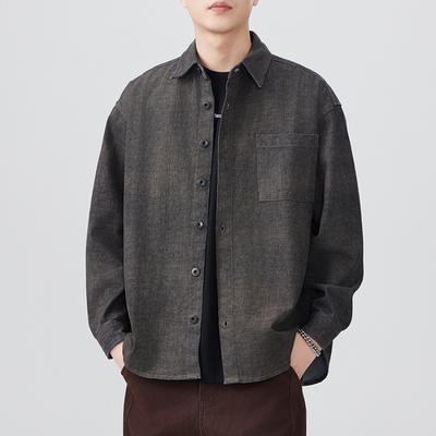 New Spring Japanese Retro Men's Loose Shirt Striped Casual American Shirt Jacket