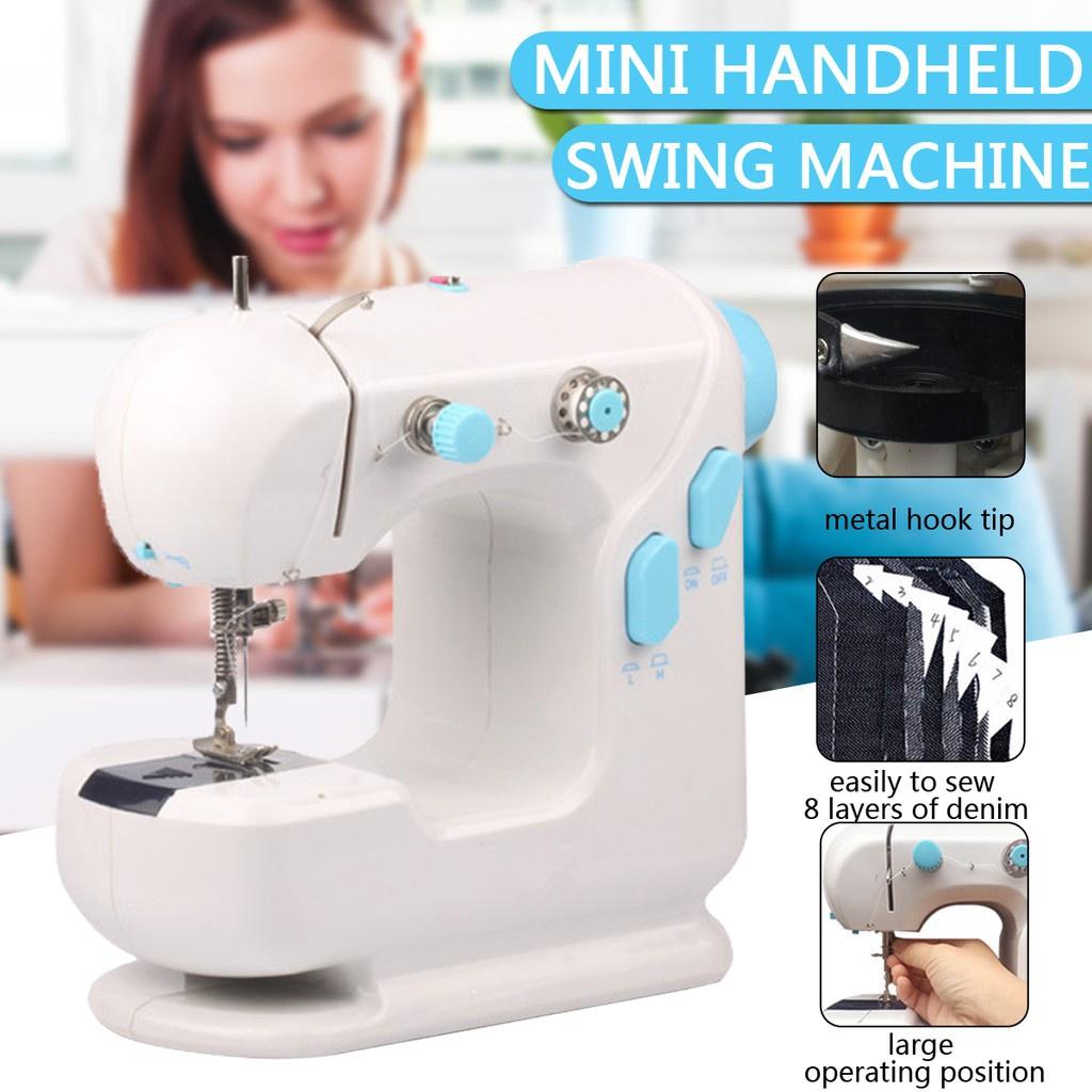 Mini AC100-240V LED Electric Sewing Machine Dual Speed Switch Automatic Thread Wind Sewing Tools