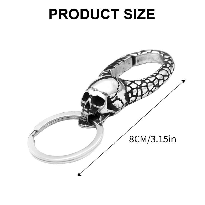 Sturdy Stainless Steel Keychain With Unique Dragon Head Designs Portable for Everyday Use and Fashion Accessory