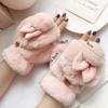 Short Plush Fingerless Glove Thick Warm Gloves Daily Flip Half Finger Gloves  Winter