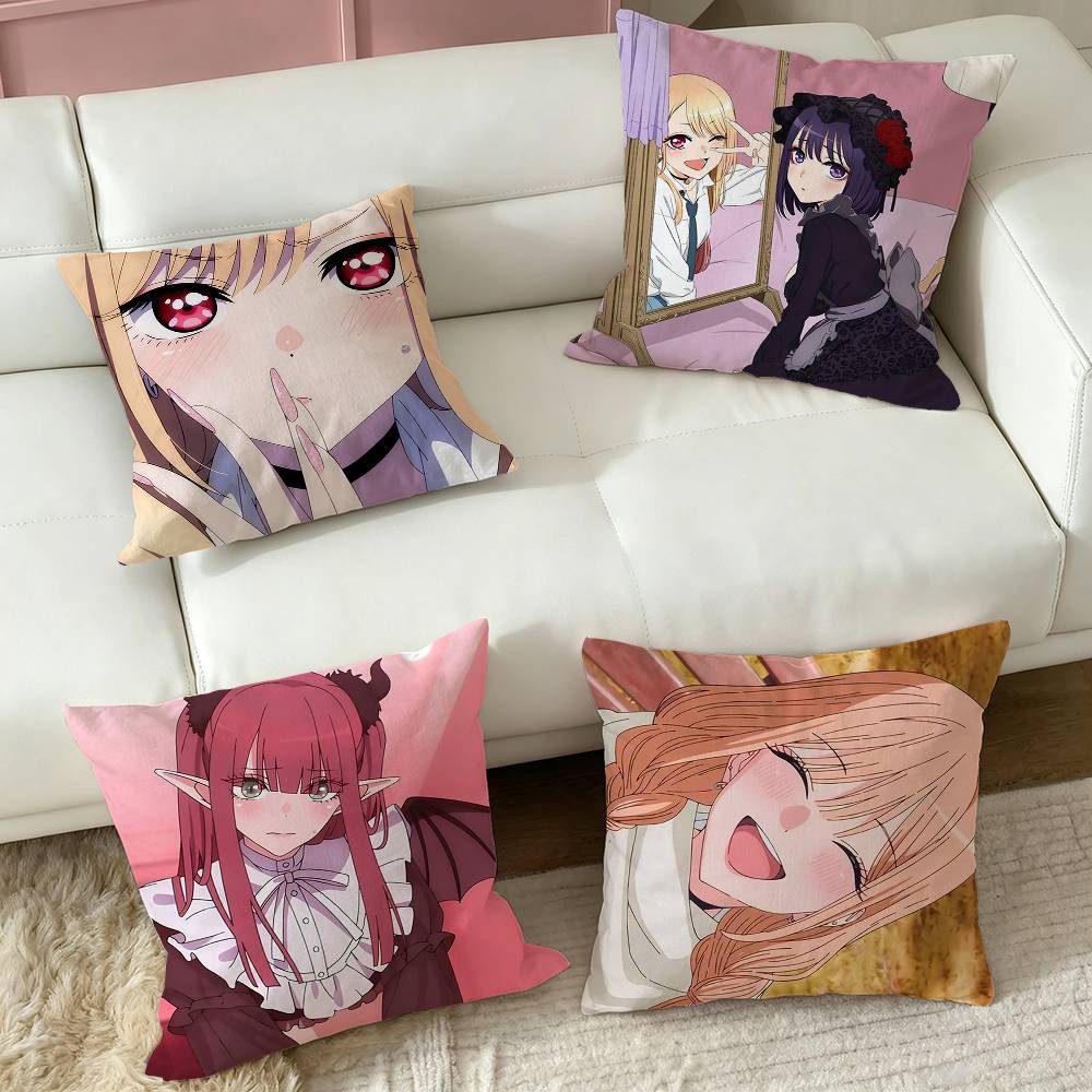 Marin Kitagawa Anime Square Double-Sided printed Pillow Case Bedroom Bedside Pillow Sofa Cushion Cover