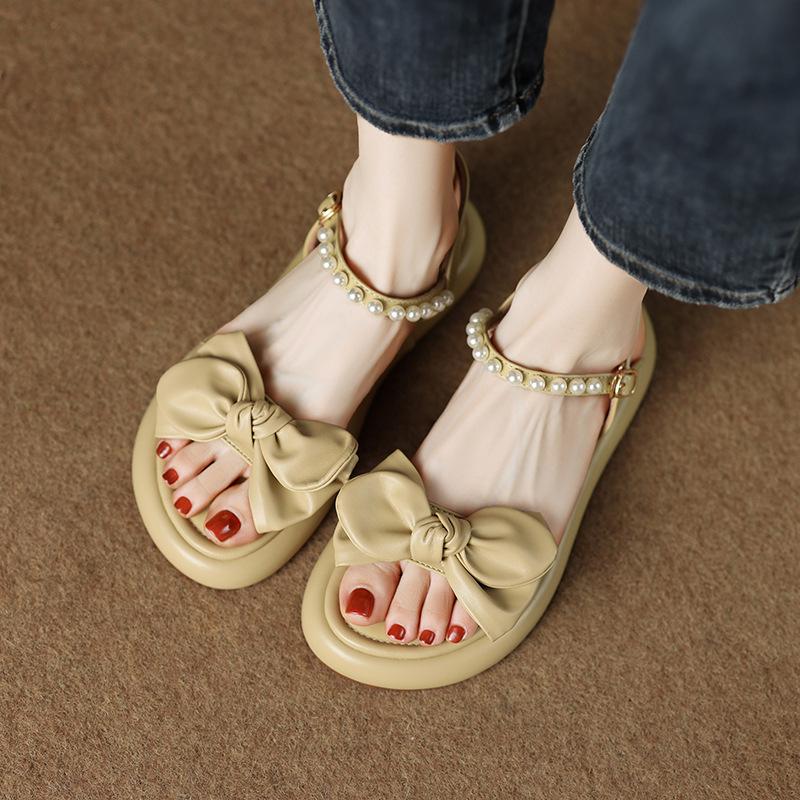 733-16 Summer New Fairy Style Flat-bottomed Muffin Thick-soled Versatile French Style with Skirt Women's Sandals