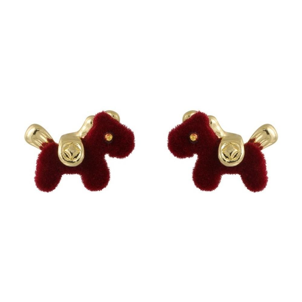 Good Luck Chinese Horse Stud Earrings Cartoon Zodiac Horse Pony Earrings New Year Gift