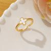 Four-Leaf Clover Ring Unique Shell-Shaped Band Lightly Luxurious and Fashionable Ring
