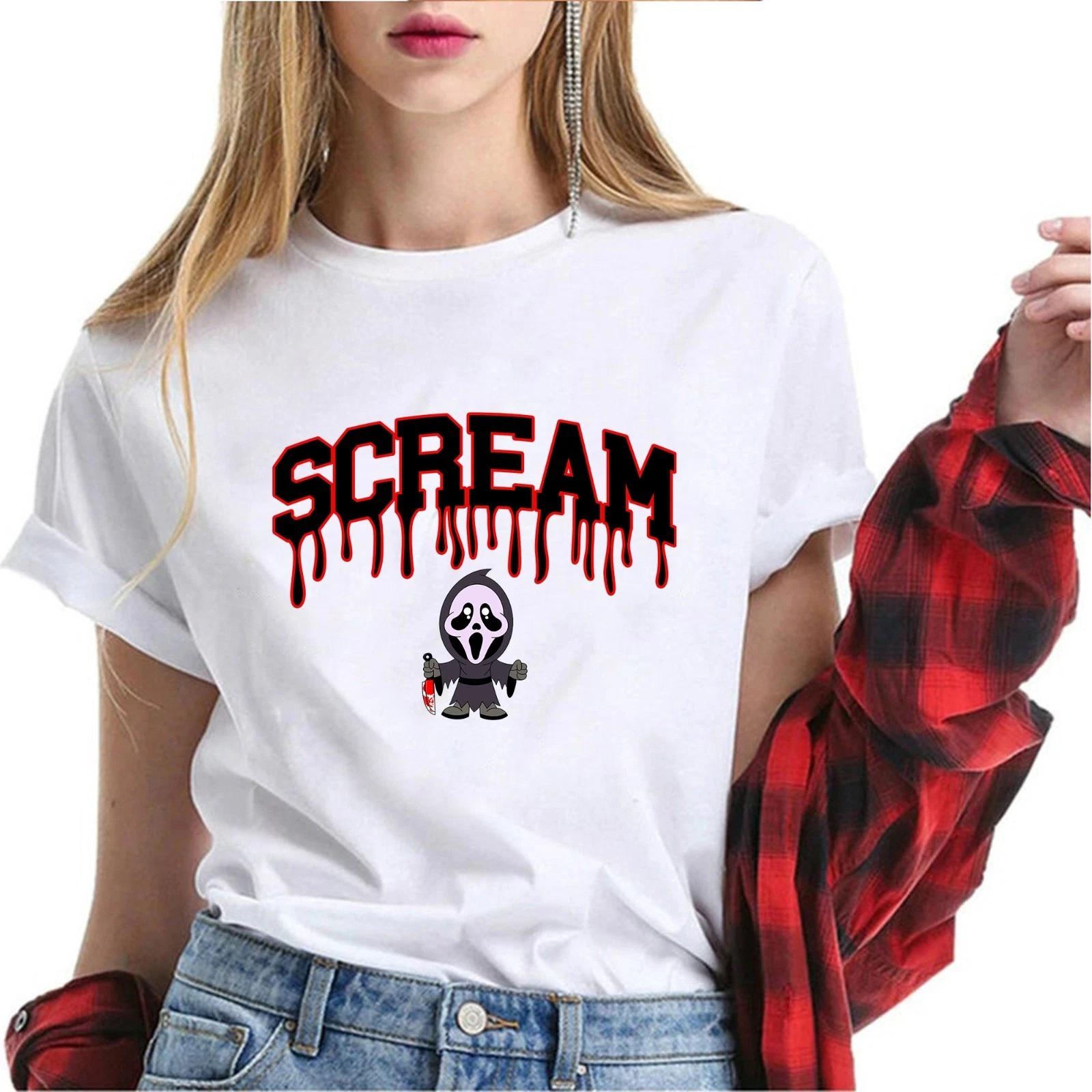 Cute Ghostface Scream Tee, Ghost Face Favorite Horror Movie Character T-shirt 2XL