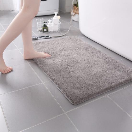 Bathroom Floor Mat Absorbent Plush Floor Rug Solid Color Machine