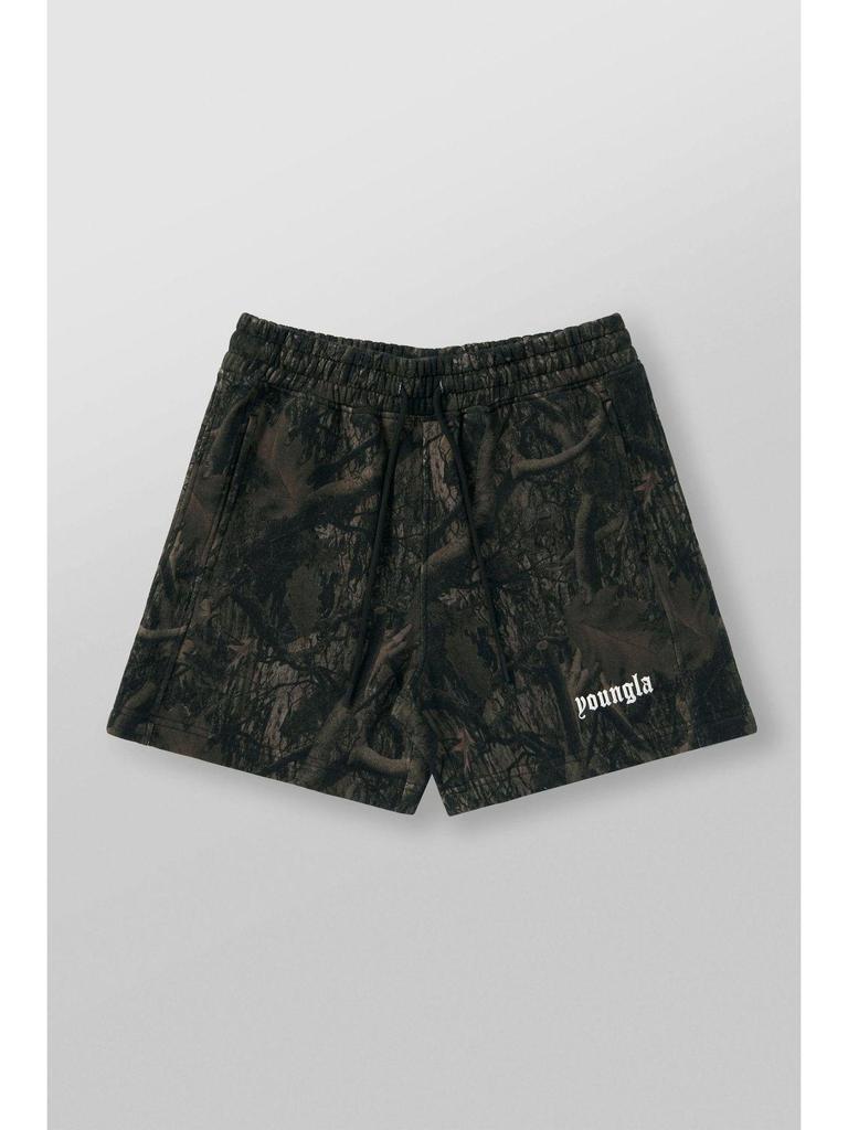 YOUNGLA Men's Casual Withered Leaf Style Camouflage Shorts - Retro Letter Loose Fit Summer Fitness Sports Beachwear