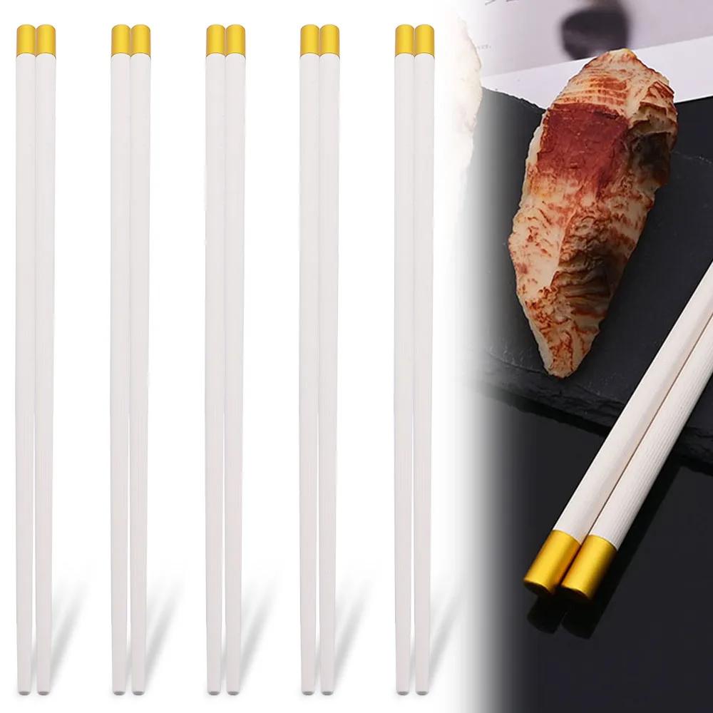 5 Paar japanische chinesische Essstäbchen, Sushi-Stäbchen, wiederverwendbares koreanisches Essstäbchen-Set aus Metall, gesundes Geschirr aus Legierung, Palillos Chinos